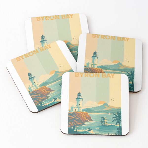 Item preview, Byron Bay Sunrise with Lighthouse, Surfer and Mountains designed and sold by Aryabek.