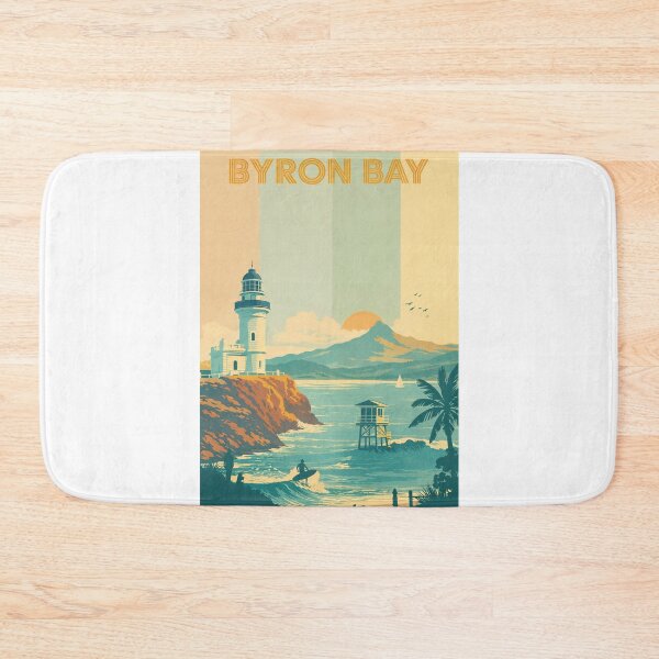 Item preview, Byron Bay Sunrise with Lighthouse, Surfer and Mountains designed and sold by Aryabek.