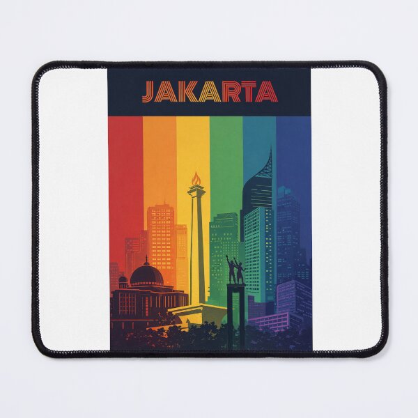 Item preview, Jakarta Skyline with National Monument and Istiqlal Mosque designed and sold by Aryabek.