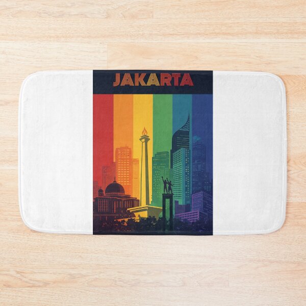 Item preview, Jakarta Skyline with National Monument and Istiqlal Mosque designed and sold by Aryabek.