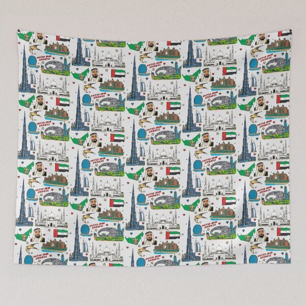 Item preview, UAE Landmarks & Heritage Pop Art Collage designed and sold by mashmosh.
