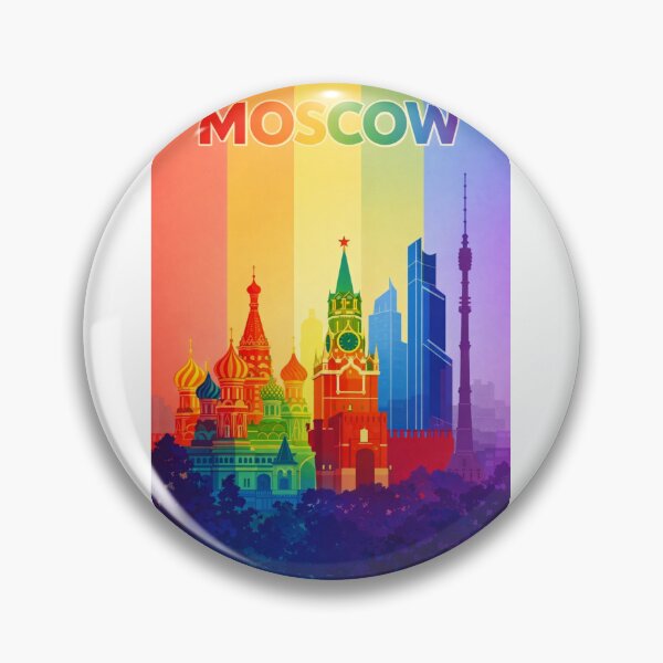 Item preview, Moscow Skyline with Saint Basil's Cathedral and Spasskaya Tower in Rainbow Colors designed and sold by Aryabek.