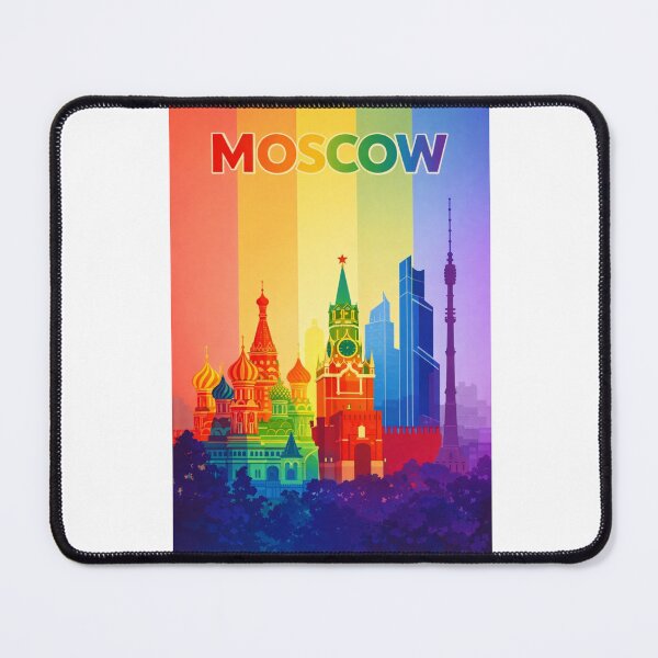 Item preview, Moscow Skyline with Saint Basil's Cathedral and Spasskaya Tower in Rainbow Colors designed and sold by Aryabek.