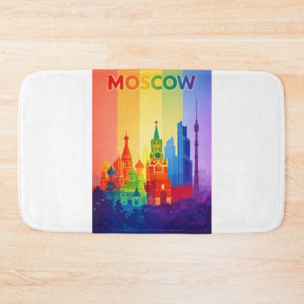 Item preview, Moscow Skyline with Saint Basil's Cathedral and Spasskaya Tower in Rainbow Colors designed and sold by Aryabek.