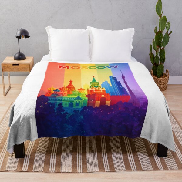 Item preview, Moscow Skyline with Saint Basil's Cathedral and Spasskaya Tower in Rainbow Colors designed and sold by Aryabek.