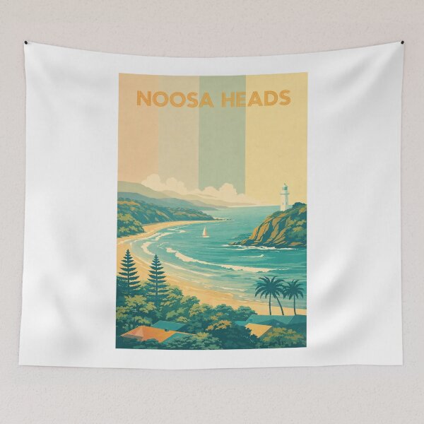 Item preview, Noosa Heads Coastline with Lighthouse and Rolling Surf designed and sold by Aryabek.