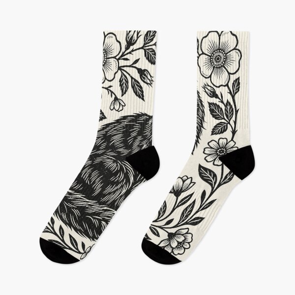 Item preview, Black Ragdoll Cat Linocut Style Floral Feline  designed and sold by Y-Vibes.