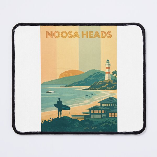 Item preview, Noosa Heads Beach with Lighthouse, Surfer and Coastal Homes designed and sold by Aryabek.