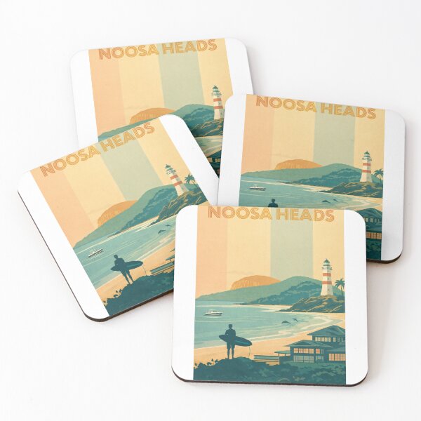 Item preview, Noosa Heads Beach with Lighthouse, Surfer and Coastal Homes designed and sold by Aryabek.