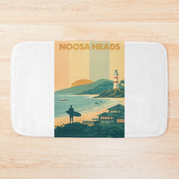 Item preview, Noosa Heads Beach with Lighthouse, Surfer and Coastal Homes designed and sold by Aryabek.