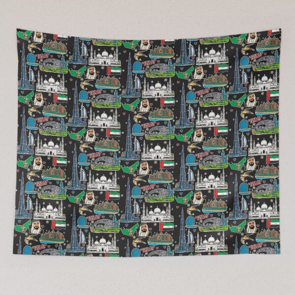 Item preview, UAE Landmarks Heritage & Modernity Sticker Collage designed and sold by mashmosh.