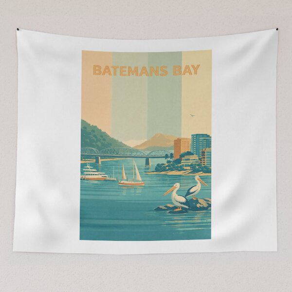 Item preview, Batemans Bay Waterfront with Boats, Bridge and Pelicans designed and sold by Aryabek.