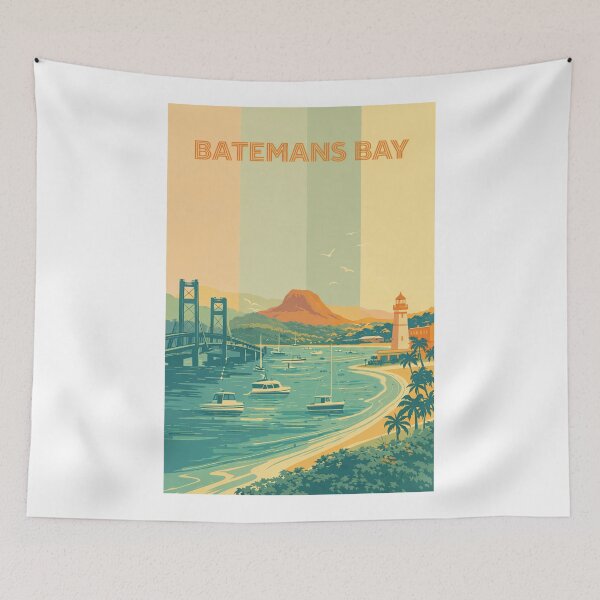 Item preview, Batemans Bay Harbour with Lighthouse, Boats and Coastal Bridge designed and sold by Aryabek.