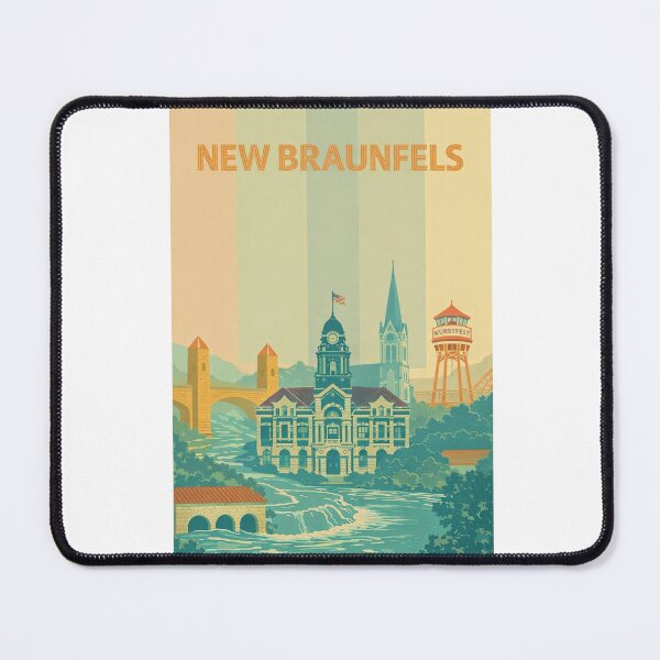 Item preview, New Braunfels with Historic Courthouse, Wurstfest Tower and Riverfront designed and sold by Aryabek.