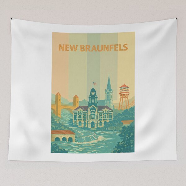 Item preview, New Braunfels with Historic Courthouse, Wurstfest Tower and Riverfront designed and sold by Aryabek.