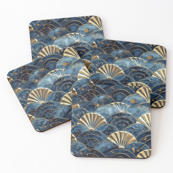 Item preview, Luxury Art Deco Golden Sea Waves & Celestial Pattern designed and sold by T-I-D-E.