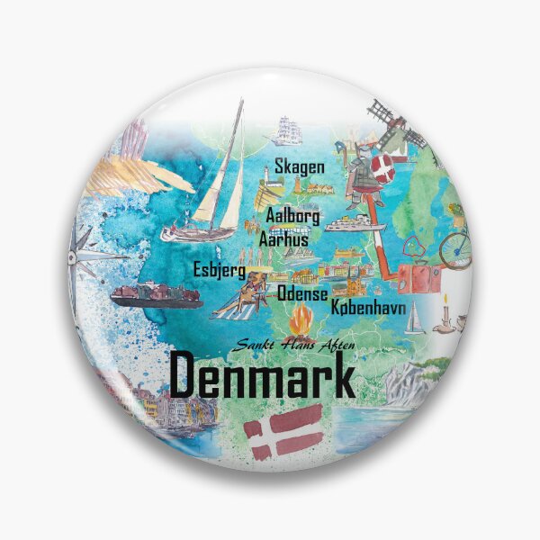 Item preview, Denmark Illustrated Travel Map – Iconic Landmarks & Highlights designed and sold by artshop77.