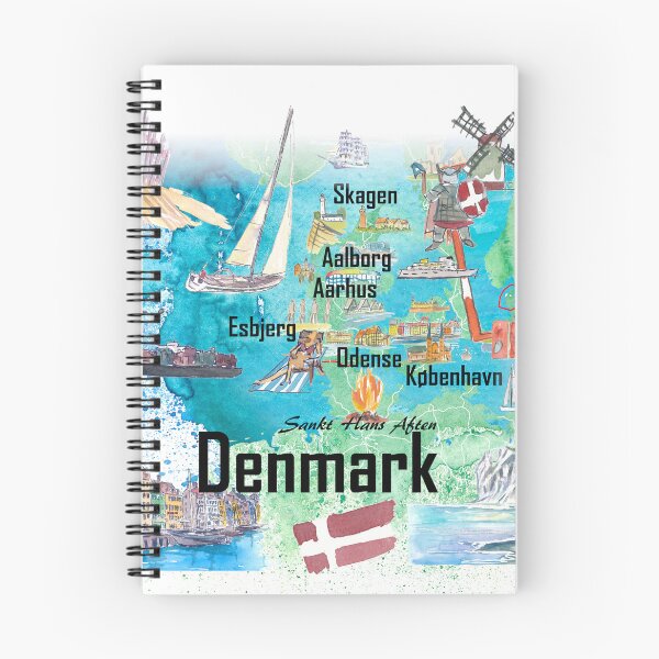 Item preview, Denmark Illustrated Travel Map – Iconic Landmarks & Highlights designed and sold by artshop77.