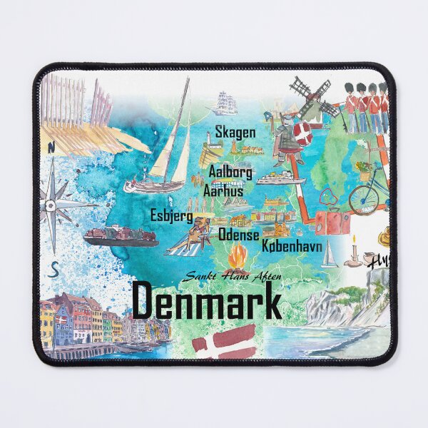 Item preview, Denmark Illustrated Travel Map – Iconic Landmarks & Highlights designed and sold by artshop77.