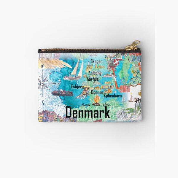 Item preview, Denmark Illustrated Travel Map – Iconic Landmarks & Highlights designed and sold by artshop77.