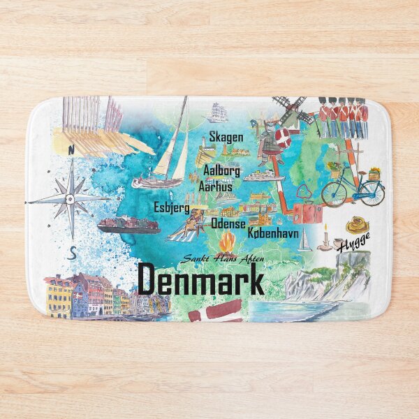 Item preview, Denmark Illustrated Travel Map – Iconic Landmarks & Highlights designed and sold by artshop77.