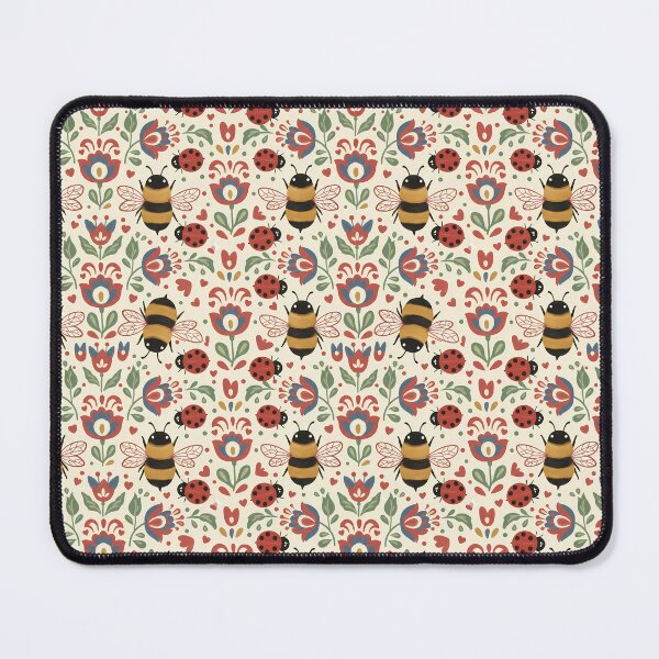 Item preview, Bees and Ladybugs in Colourful Folk Art Style – Seamless Nature Pattern by heidiannemorris © designed and sold by FOLK ART FUSION.