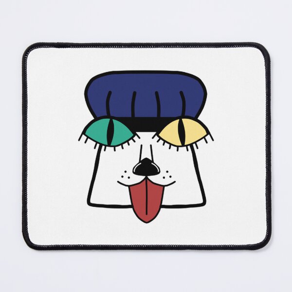 Item preview, Quirky Artistic Dog with Heterochromia Eyes and Blue Beret designed and sold by blooddesignco.