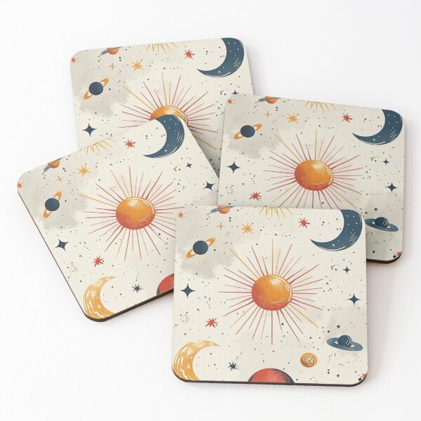 Item preview, Retro Vintage Universe Planets & Golden Sun Illustration designed and sold by T-I-D-E.