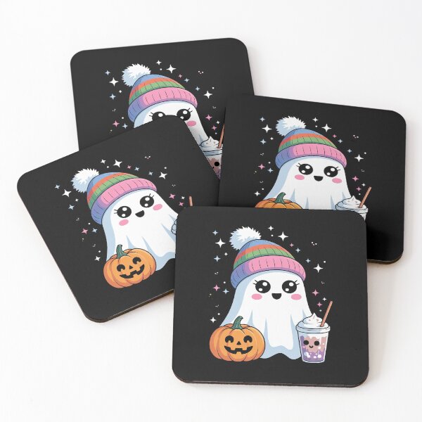 Item preview, Cute Ghost Drinking Coffee Halloween Ghost Ice Coffee Womens1 designed and sold by MarkLeedsArt.