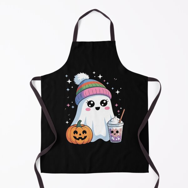 Item preview, Cute Ghost Drinking Coffee Halloween Ghost Ice Coffee Womens1 designed and sold by MarkLeedsArt.