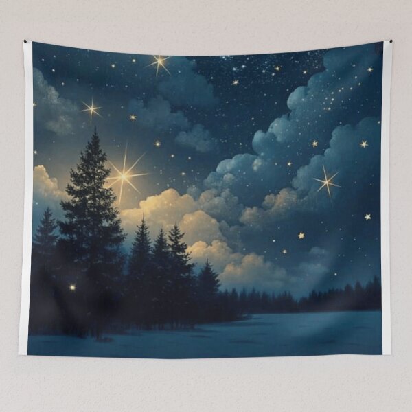 Item preview, Magical Starry Night Forest Over Winter Snow Galaxy designed and sold by T-I-D-E.