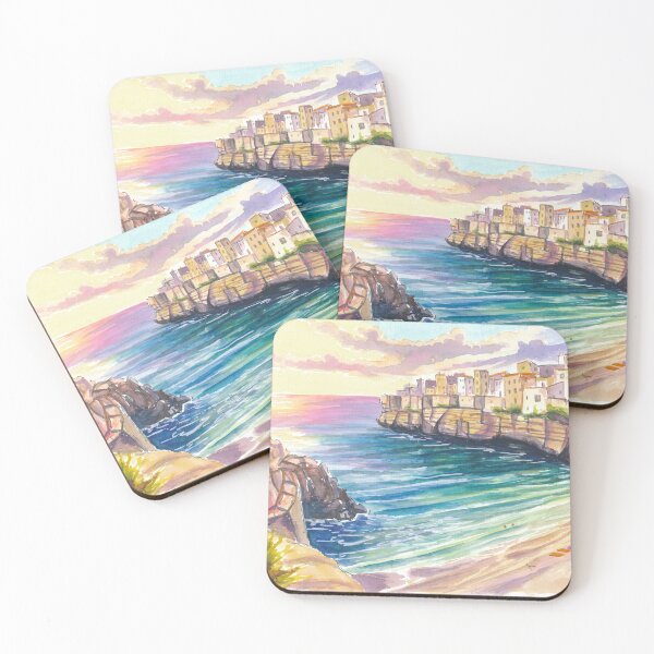 Item preview, Polignano a Mare Puglia Painting – Turquoise Bay of Lama Monachile with Cliffs and Crystal Sea designed and sold by artshop77.