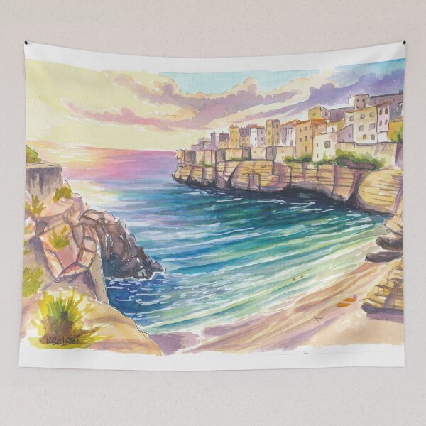 Item preview, Polignano a Mare Puglia Painting – Turquoise Bay of Lama Monachile with Cliffs and Crystal Sea designed and sold by artshop77.