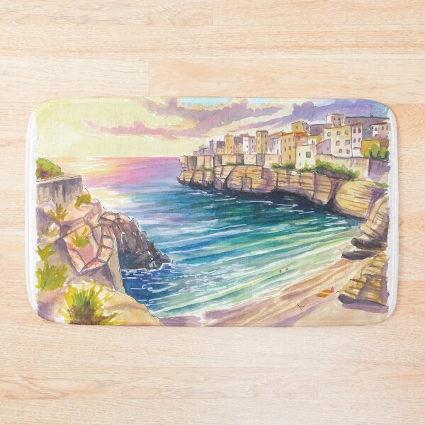 Item preview, Polignano a Mare Puglia Painting – Turquoise Bay of Lama Monachile with Cliffs and Crystal Sea designed and sold by artshop77.