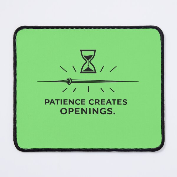 Item preview, Patience Creates Openings – Minimal Fencing Hourglass Emblem designed and sold by ChillCharmStudio.