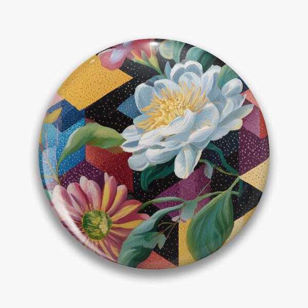 Item preview, Floral Explosion on Geometric Canvas designed and sold by lautir.