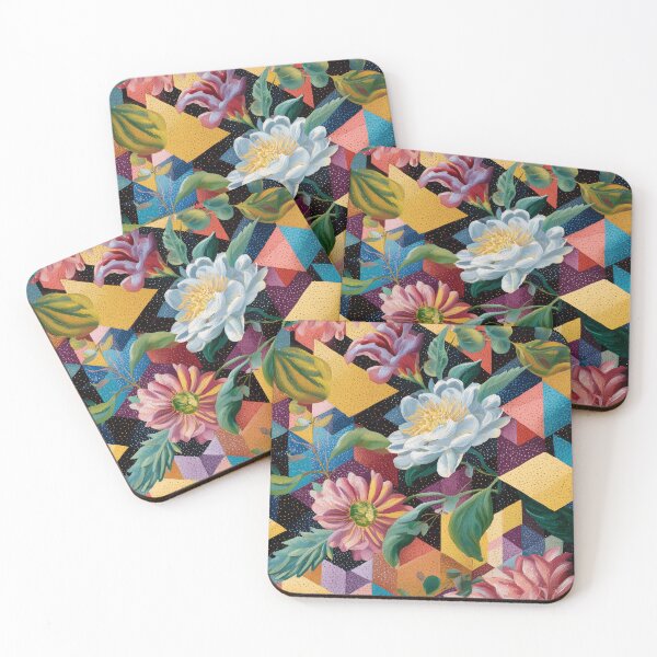 Item preview, Floral Explosion on Geometric Canvas designed and sold by lautir.