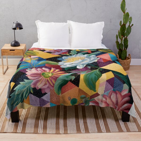 Item preview, Floral Explosion on Geometric Canvas designed and sold by lautir.