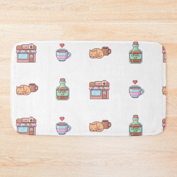 Item preview, Retro Pixel Art Cafe and Gaming Level Up Set designed and sold by NonditStudio.