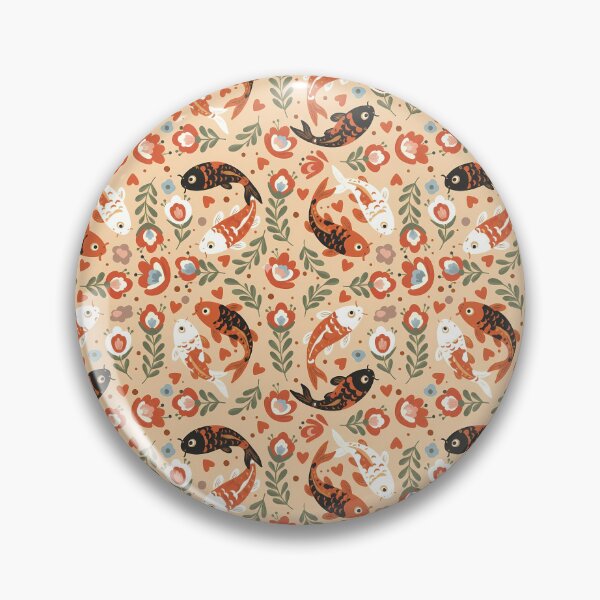 Artikelvorschau, Nahtloses Koi-Karpfen-Muster im Stil der skandinavischen Volkskunst – Skandinavische Volkskunst von heidiannemorris © entworfen und verkauft von FOLK ART FUSION by heidiannemorris.