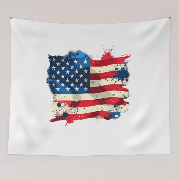 Item preview, Abstract Freedom Splash – Artistic Patriotic Paint Flag T-Shirt designed and sold by KapiPrint.