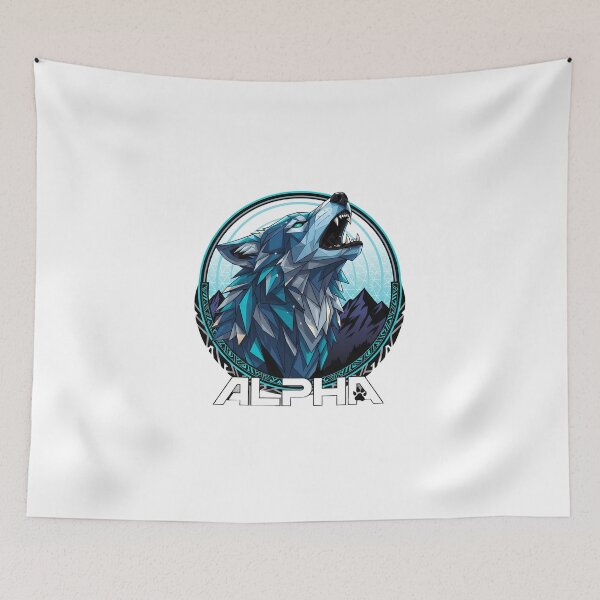 Item preview, Geometric Alpha Wolf Howling - Majestic Blue Wild Spirit designed and sold by Crown & Claw.