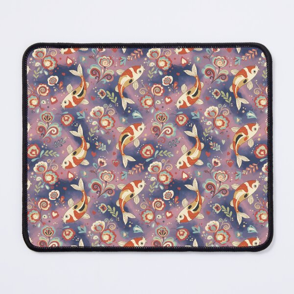 Item preview, Koi Carp Seamless Pattern in Folk Art Style – Scandinavian Folk Art by heidiannemorris © designed and sold by FOLK ART FUSION by heidiannemorris.