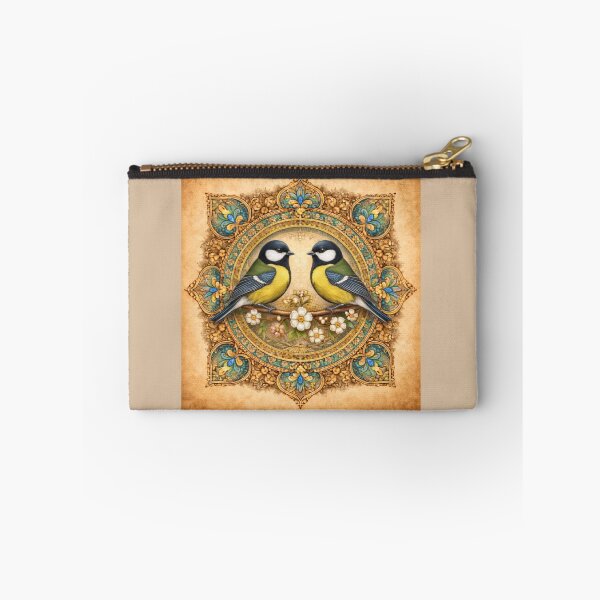 Item preview, Great Tit Lovebirds – Vintage Floral Mandala Illustration designed and sold by Colorshow-relax.