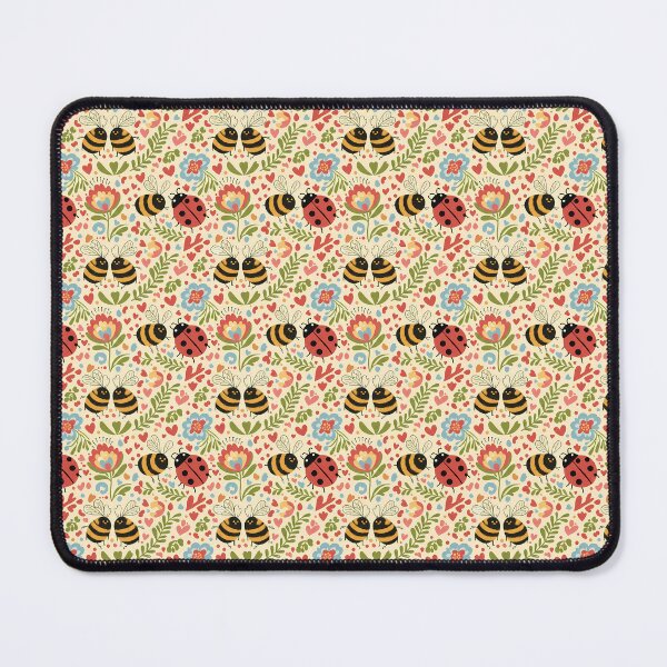 Item preview, Bees and Ladybugs in Colourful Folk Art Style – Seamless Nature Pattern by heidiannemorris © designed and sold by FOLK ART FUSION.