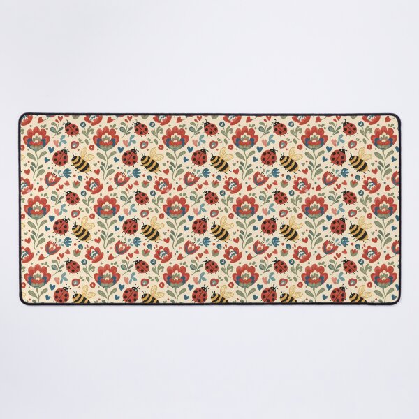 Item preview, Bees and Ladybugs in Colourful Folk Art Style – Seamless Nature Pattern by heidiannemorris © designed and sold by FOLK ART FUSION by heidiannemorris.