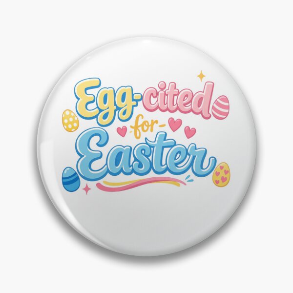 Artikelvorschau, Egg-cited for Easter – Cute Blue Easter Egg Typography Design entworfen und verkauft von Vintagelovers26.