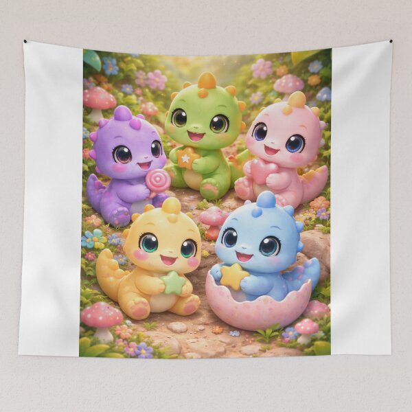 Item preview, Cute 3D Baby Dinosaurs – Colorful Kawaii Dino Friends designed and sold by MoReNdA83.