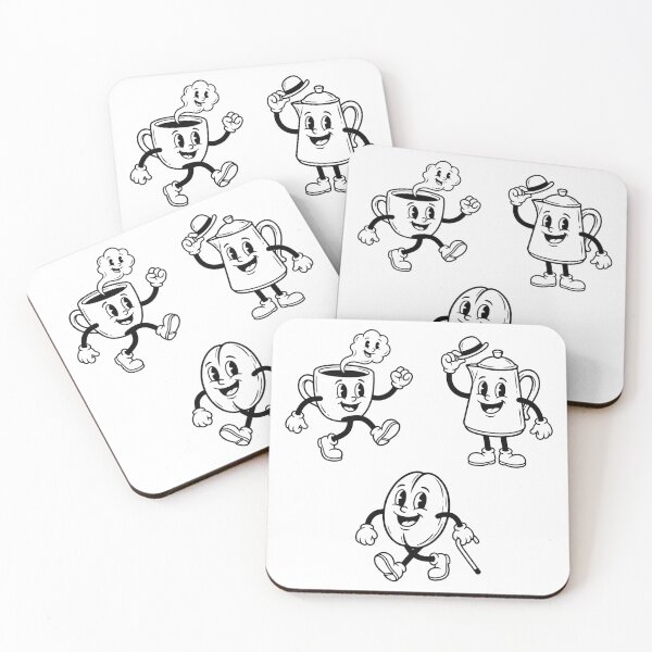 Item preview, Retro Vintage 1930s Rubber Hose Coffee Character Set designed and sold by NonditStudio.