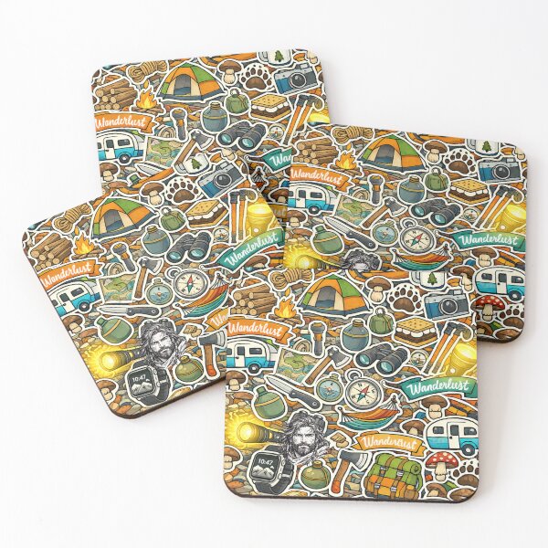 Item preview, Wanderlust Camping Adventure Sticker Collage Pattern designed and sold by stg-reigns.